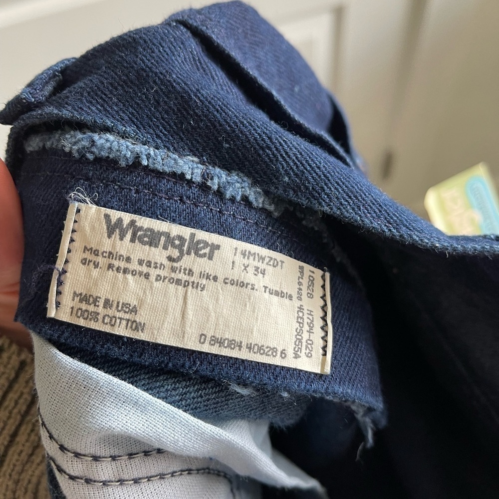 Deadstock Vintage Wrangler Cowboy Cut Straight Tapered Leg Dark Wash - Picture 10 of 11